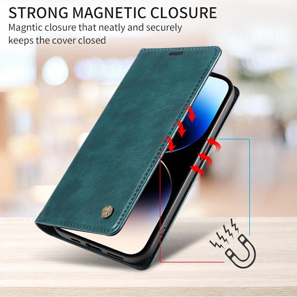 YIKATU OnePlus 15 Plånboksfodral Litchi Closure Konstläder Blå