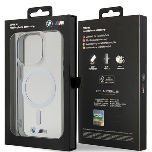 BMW Mobilskal till iPhone 14 Pro Magsafe Silver Ring - Transparent Transparent