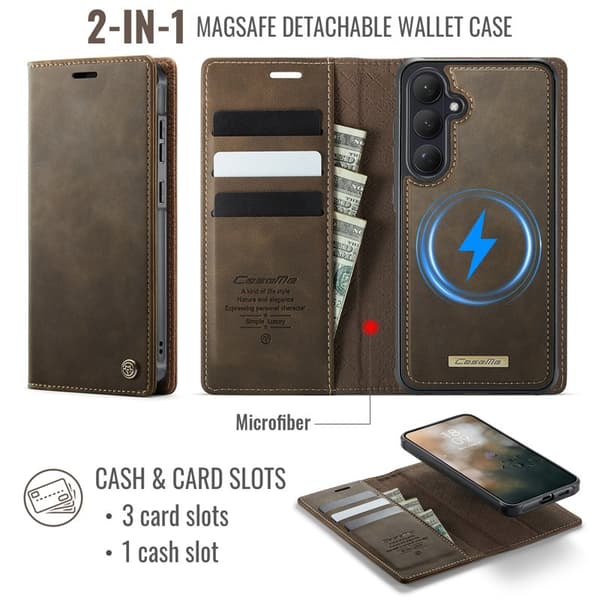 CaseMe Plånboksfodral för Samsung Galaxy S26 Plus Konstläder RFID - Kaffe