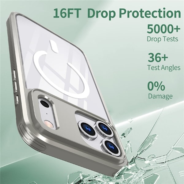 Mobilskal till iPhone 17 Pro Max MagSafe TPU + PC Clear - Grå Grå
