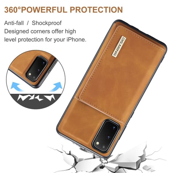 DG.MING 2-in-1 Plånboksfodral med Magnet för Samsung S20 - Brun