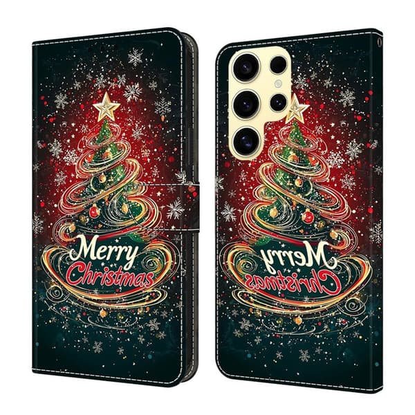 Plånboksfodral för Samsung Galaxy S26 Ultra Fällbart Ställ - Julgran - Grön