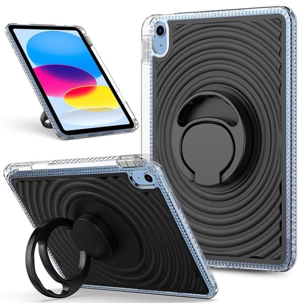 iPad (2025) / 10.9 (2022) Mobilskal Kickstand Wave Pattern - Svart Svart