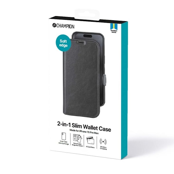 Celly iPhone 15 Pro Max Plånboksfodral 2-in-1 Slim - Svart