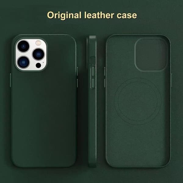 BOOM iPhone 14 Plus Cover Magsafe Ægte Læder - Grøn Grön