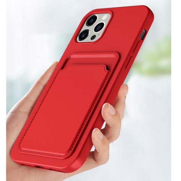 iPhone 12 Pro Max Cover med Kortlomme - Rød Red