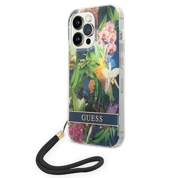 GUESS iPhone 14 Pro Max Skal Flower Strap - Blå Blå