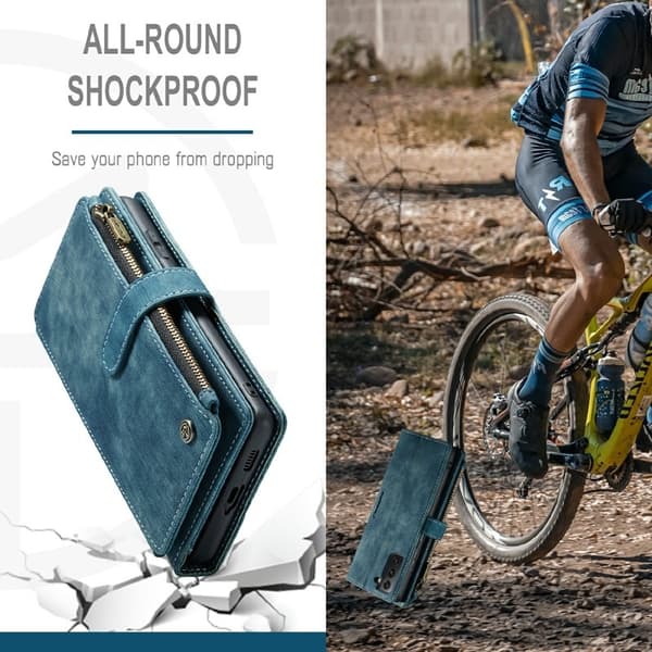 CASEME Konstläder Plånboksfodral för Samsung Galaxy S21 4G/5G - Blå