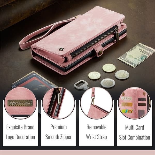 CASEME Galaxy S25 Edge Plånboksfodral Med Rem - Rosa Rosa