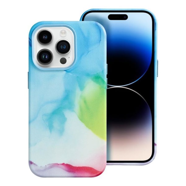 iPhone 14 Pro Magsafe Mobilcover Læder - Multicolor Splash