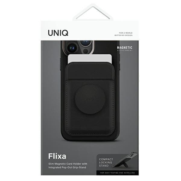 UNIQ Flixa MagSafe tegnebog med stativ - sort/jetsort