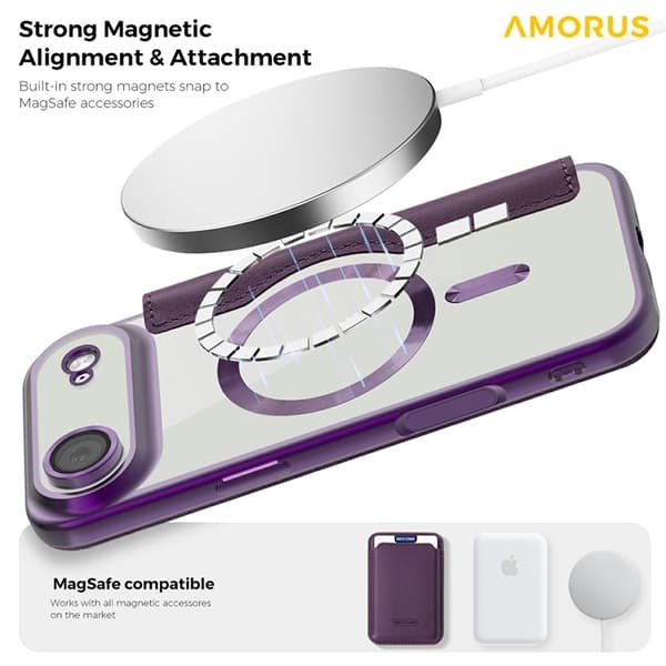 AMORUS iPhone Air Plånboksfodral MagSafe RFID-Skydd - Lila Lila