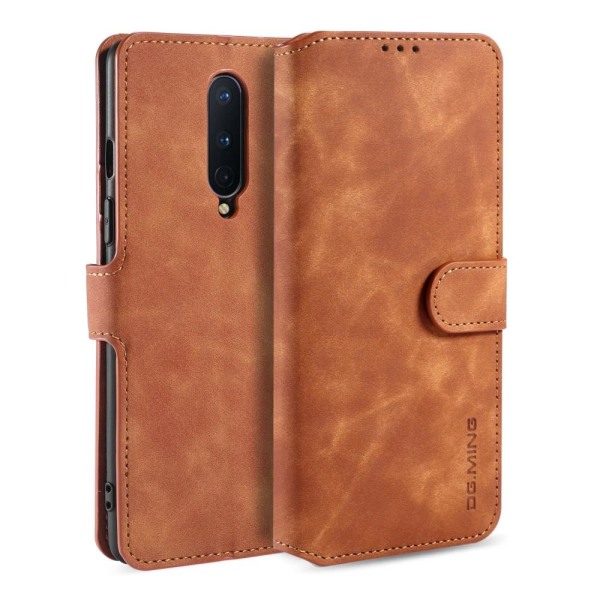 DG.MING Læder Pung Etui OnePlus 8 - Brun Brown