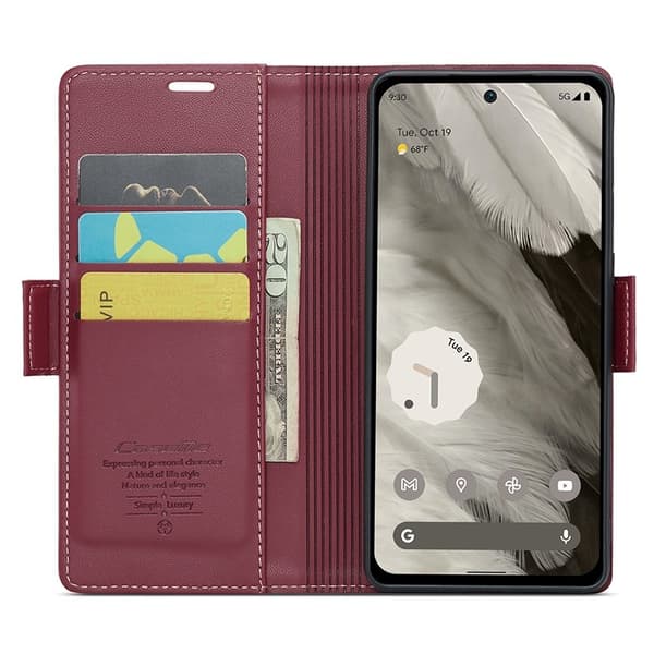 CASEME Plånboksfodral Konstläder till Google Pixel 8 - Röd