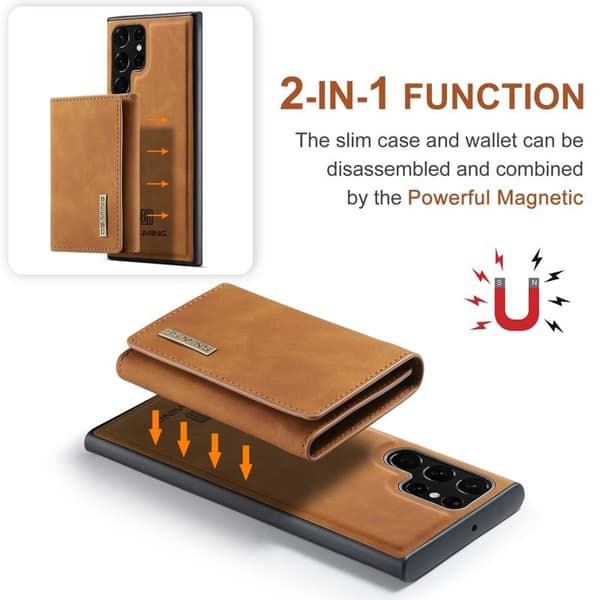 DG.MING M1 Konstläder Plånboksfodral Samsung Galaxy S23 Ultra Brun