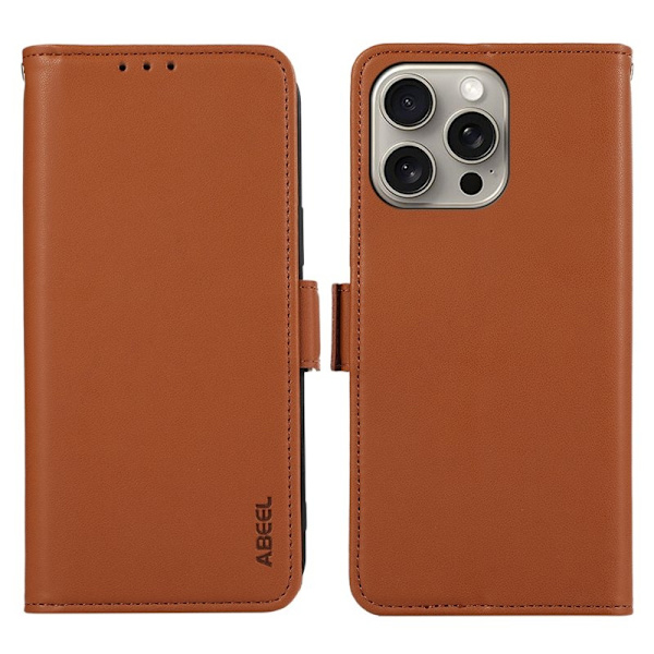 ABEEL iPhone 12 / 12 Pro Plånboksfodral RFID-Skydd Konstläder - Brun