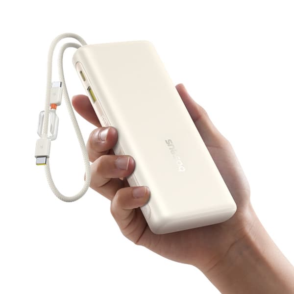 Baseus Powerbank 20000mAh Dual USB-C Kable 100W - Vit Vit