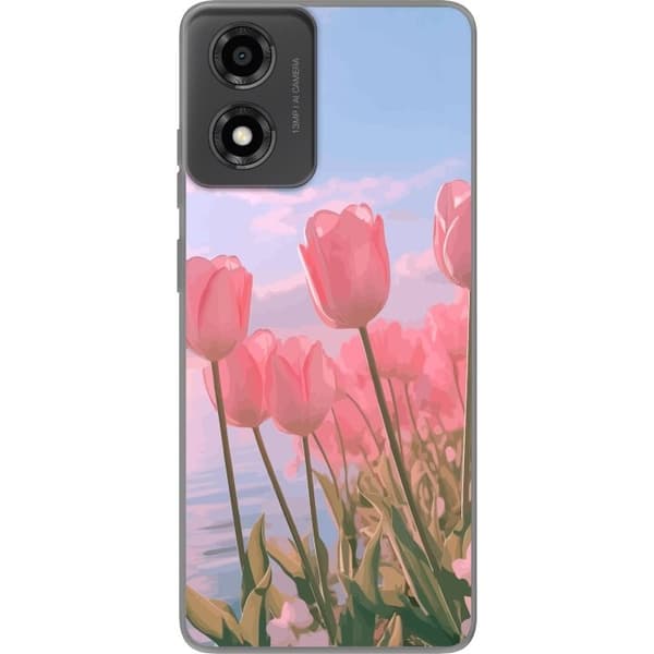 Mobilskal till Motorola Moto E14 med Rosa Tulpaner