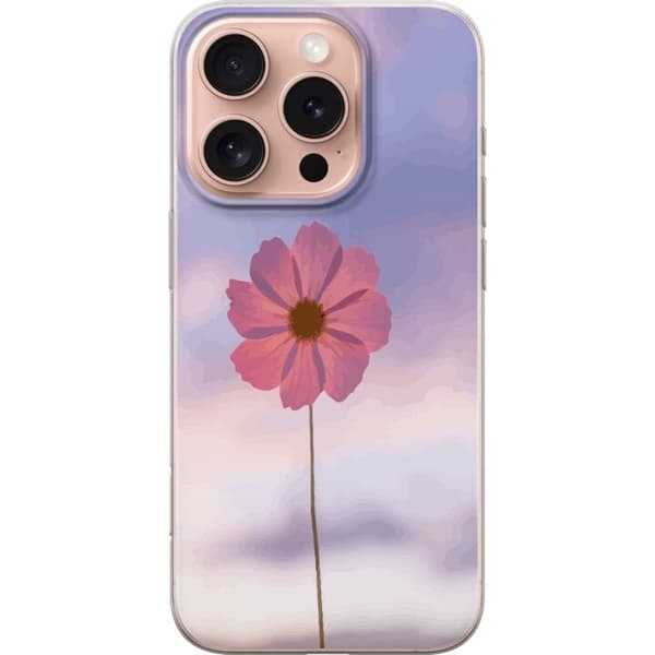 Telefontaske til Apple iPhone 16 Pro med lyserød blomst