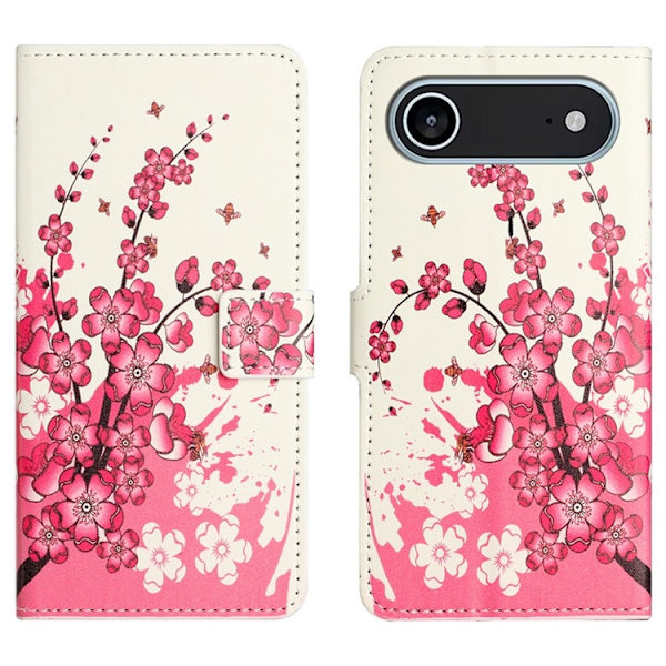 iPhone Air Konstläder Plånboksfodral Pattern Print - Plum Blossom Rosa