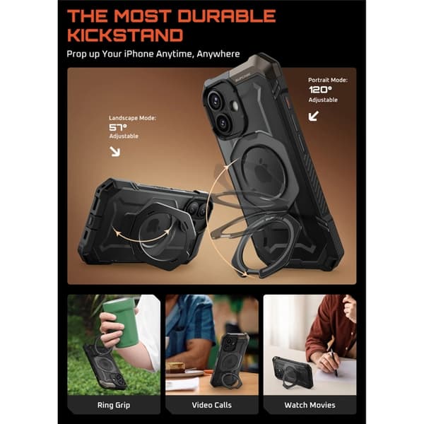 Supcase Telefontaske til iPhone 17 Magsafe Kickstand UB Grip - Sort Svart