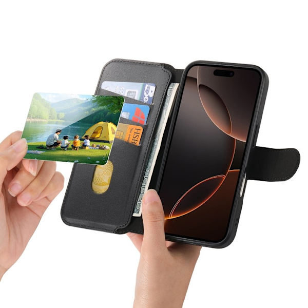 CASENEO iPhone 16 Pro Plånboksfodral Konstläder - Svart