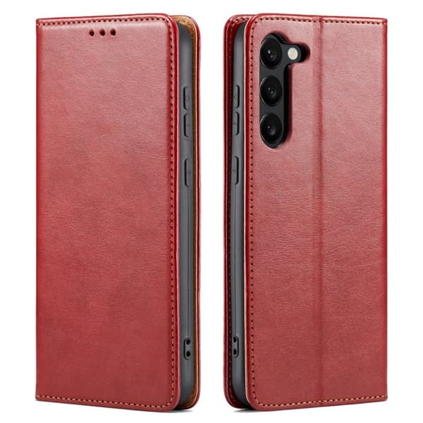 FIERRE SHANN för Samsung Galaxy S23 Plånboksfodral Konstläder - Röd