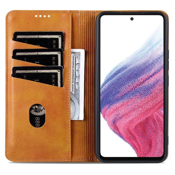 AZNS Samsung Galaxy S23 FE Plånboksfodral Flip Konstläder - Brun
