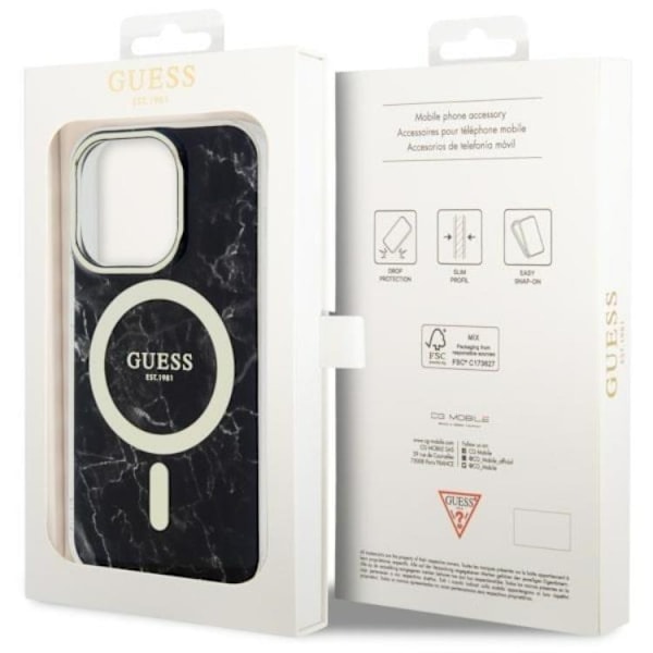 Guess iPhone 14 Pro Mobilskal MagSafe Marble - Svart Svart