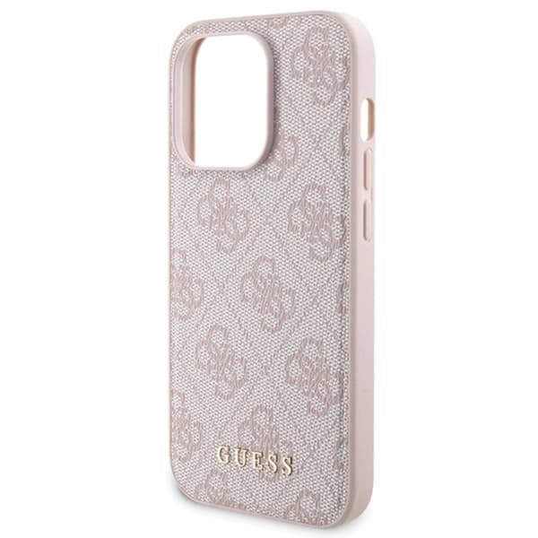 Guess Mobilskal till iPhone 14 Pro Med Powerbank 5000mAh Magsafe Metal Logo Rosa