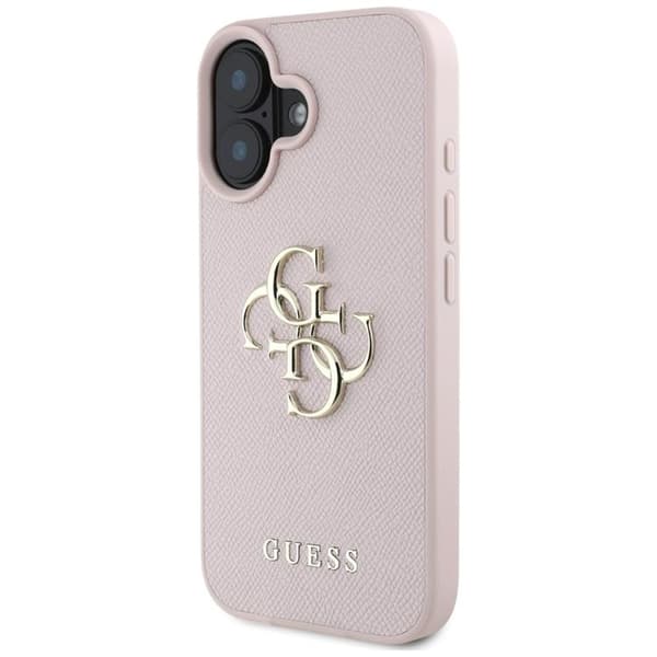 Guess Mobilskal till iPhone 16 Grained Big 4G Small Classic Logo - Rosa Rosa