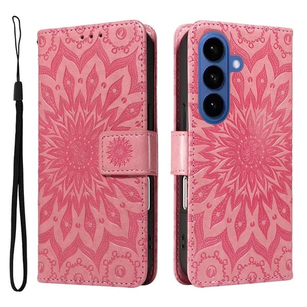 Samsung Galaxy S26 / S26 Pro Plånboksfodral Konstläder Solros - Rosa