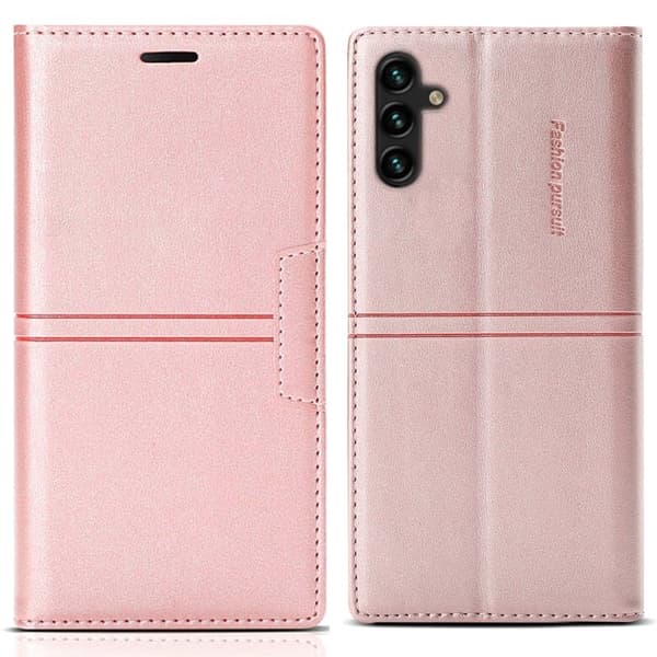 Samsung Galaxy A55 5G Plånboksfodral Konstläder Stötsäker Ställ - Roséguld