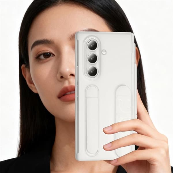 Mobilskal För Galaxy Z Fold 8 Kortfack Kickstand med Skärmskydd - Vit