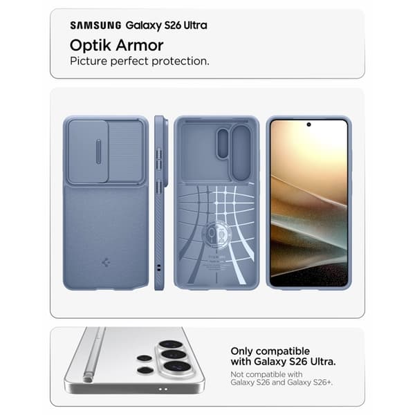 Spigen Mobilskal För Galaxy S26 Ultra Optik Armor - Ljusblå Blå