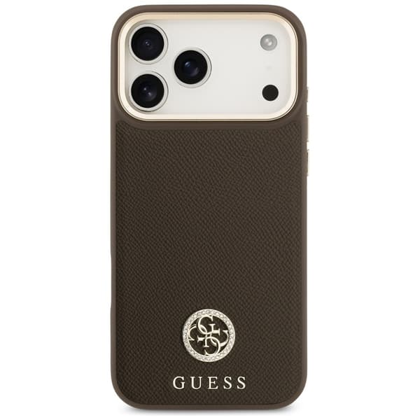Guess Mobilskal till iPhone 17 Pro Magsafe Grained Strass Logo - Brun Brun