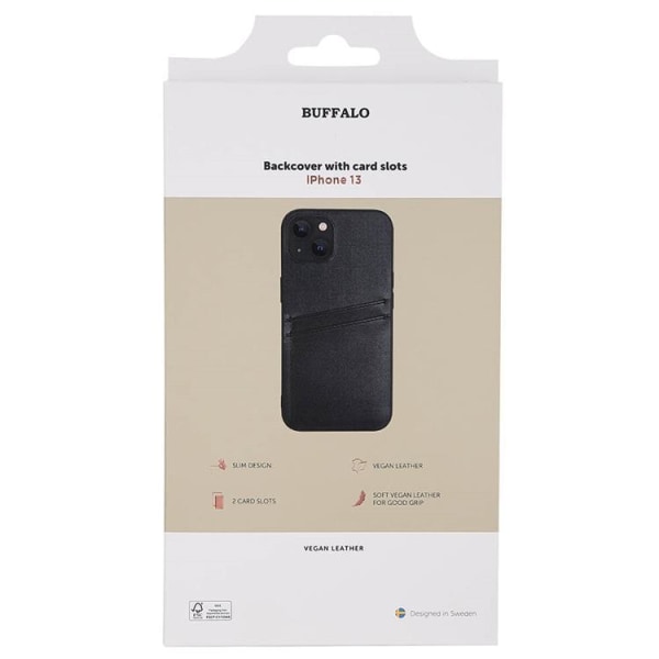 Buffalo iPhone 13 Skal Korthållare - Svart