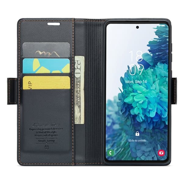 CASEME Plånboksfodral Konstläder för Samsung Galaxy S20 FE - Svart
