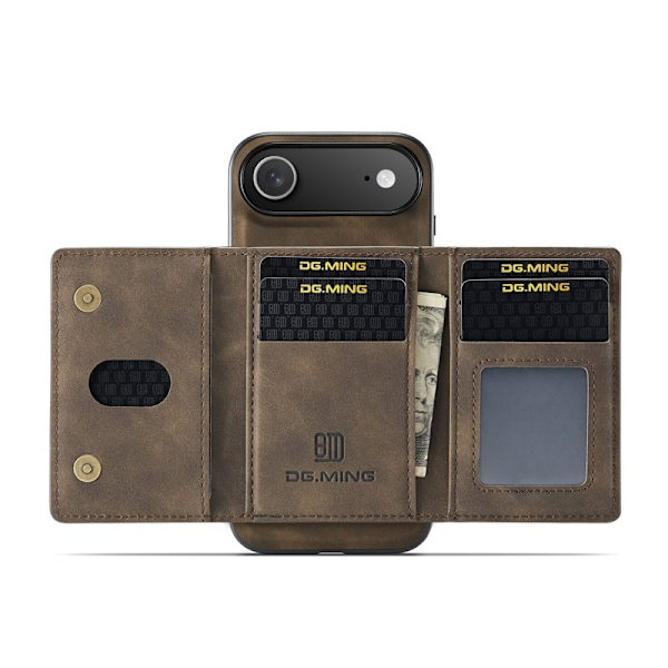 DG.MING iPhone Air Konstläder Plånboksfodral PU + PC + TPU - Brun