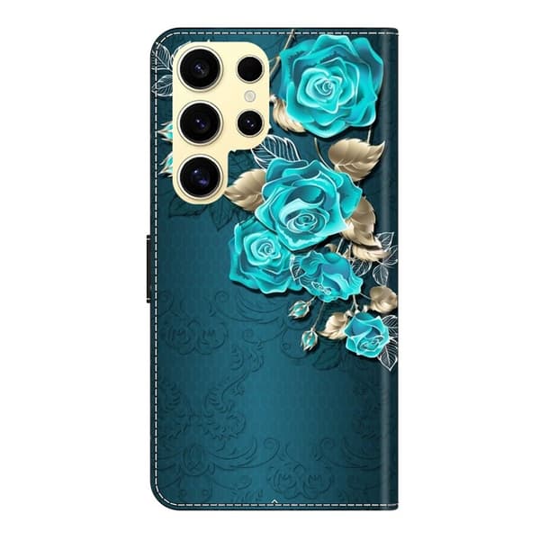 Samsung Galaxy S26 Ultra Plånboksfodral Magnetisk Lås Konstläder - Blå Ros