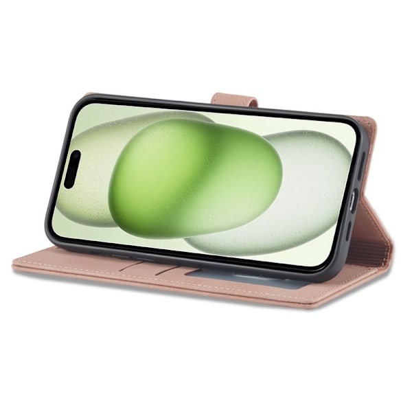FORWENW iPhone 15 Plånboksfodral Konstläder Ställ - Roséguld