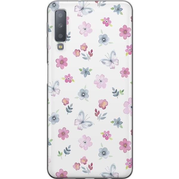 Mobilcover til Samsung Galaxy A7 (2018) med Blomster og sommerfugle