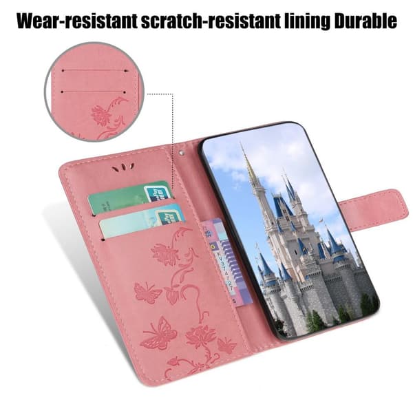 Butterfly Pungeetui til Huawei P40 Pro - Rosa Pink