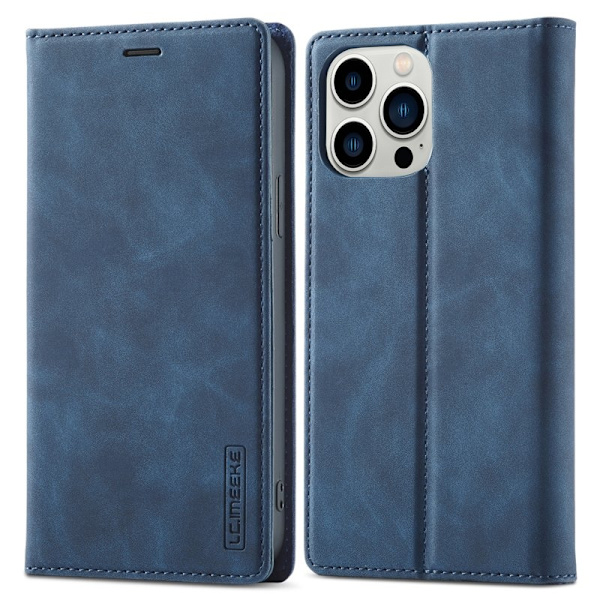 LC.IMEEKE iPhone 14 Pro Max Plånboksfodral Konstläder - Blå