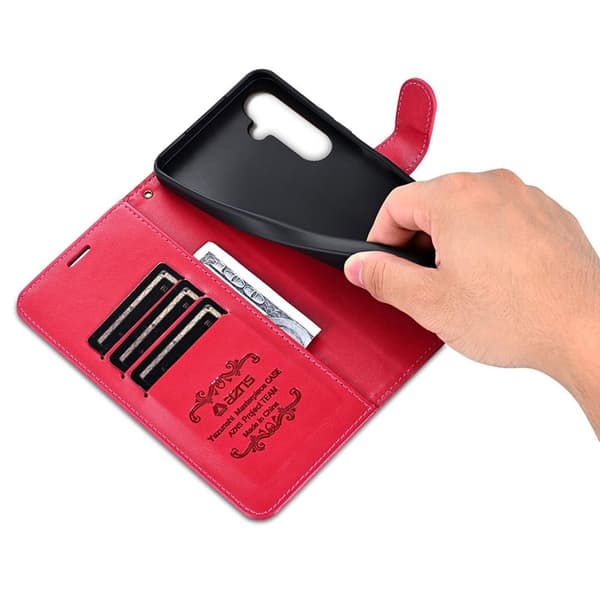 AZNS Samsung Galaxy S24+ Plånboksfodral Anti-Scratch Konstläder - Röd