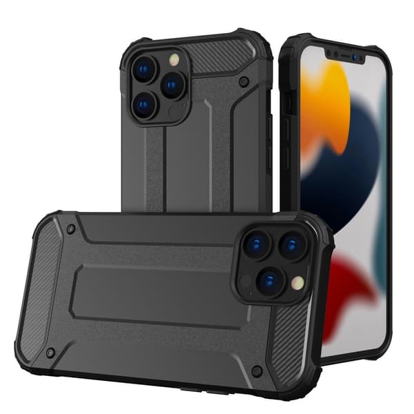 Hybrid Armor Tough Rugged Skal iPhone 13 Pro - Sort Black