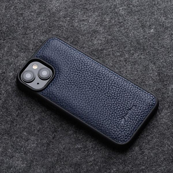 MELKCO Mobilskal till iPhone 15 Äkta Läder + PC Stötsäkert - Grå