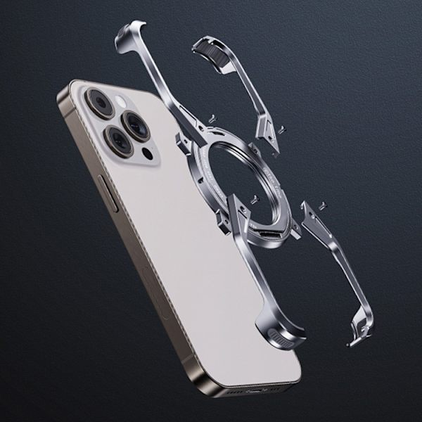 Mobilskal till iPhone 16 Pro Bumper Frameless Kickstand - Silver Silver