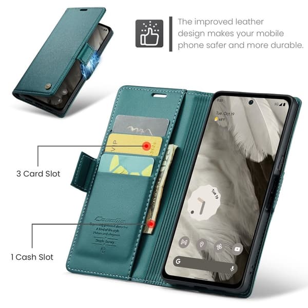 CASEME Plånboksfodral Konstläder till Google Pixel 8 - Grön