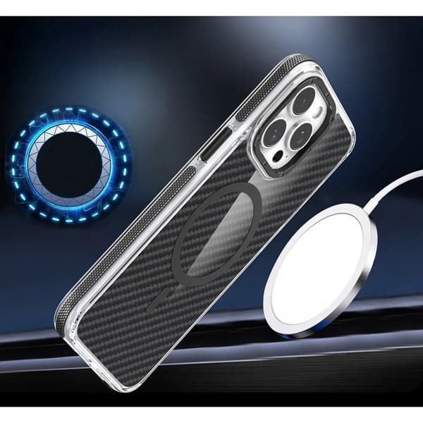 Telefontaske til iPhone 17 Pro Max Magsafe Fiber - Sort Svart